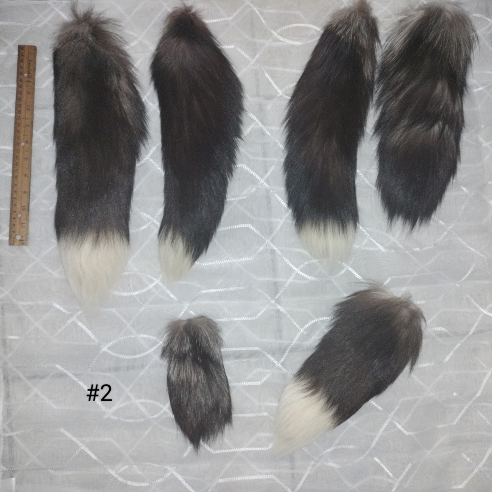 Six Silver Fox Fur Tails Of Various Size